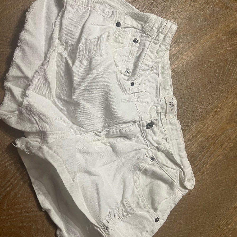White jean shorts